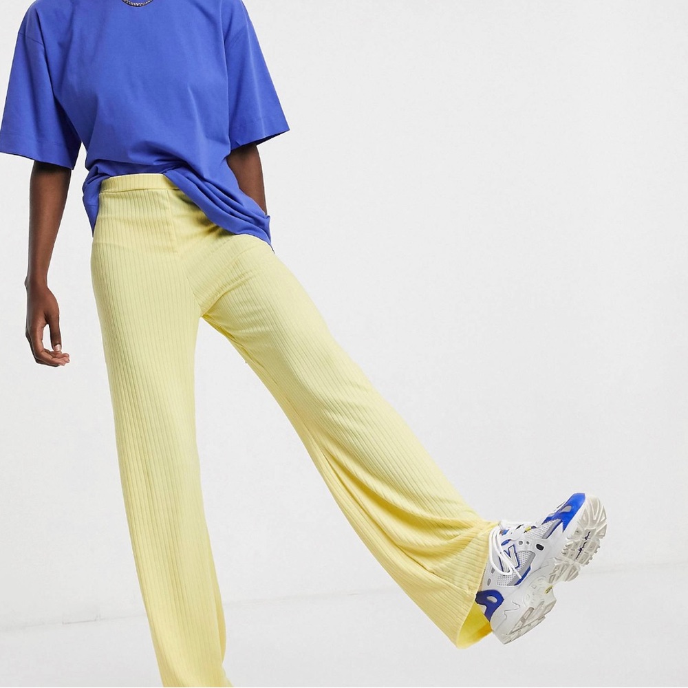 Collusion Ribbed Yellow Pants
